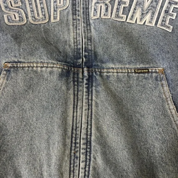Supreme Blue Denim Zip-Up Hoodie - Picture 2 of 4